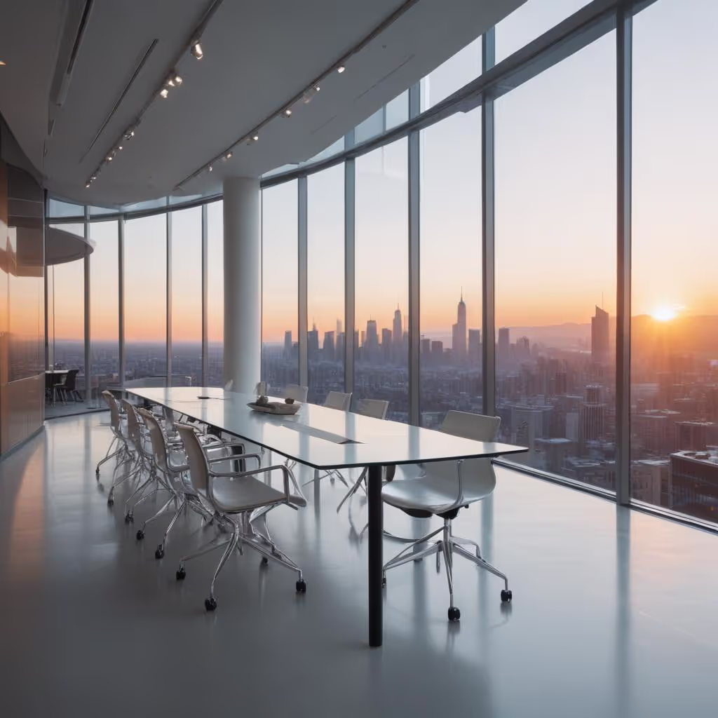 Gefahrstoffmanagement Großräumiges Büro im Sonnenuntergang